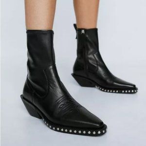 New!! Real Leather Studded Ankle Sock Boots Nasty Gal / Festival Western